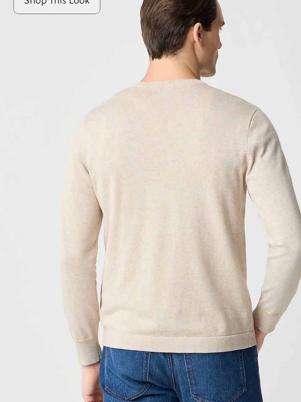 NWT J.Crew 100% Cotton Crewneck Sweater XL Oatmeal Beige Lightweight knit